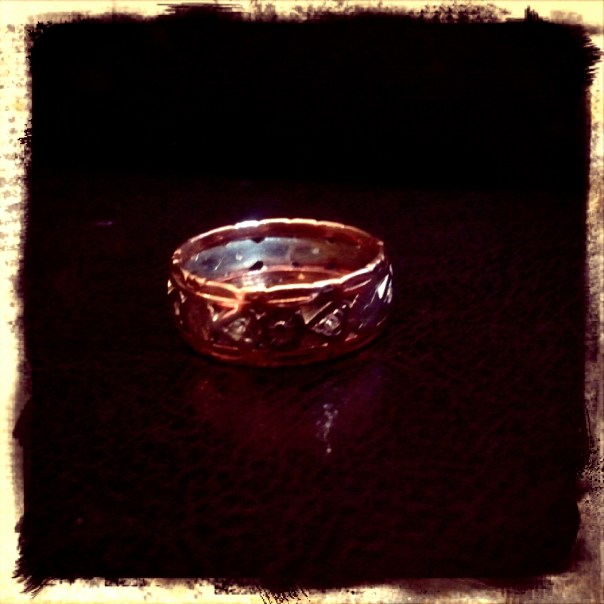 This was my Grandmother's wedding ring. I bawled when she gave it to me for the bouquet.